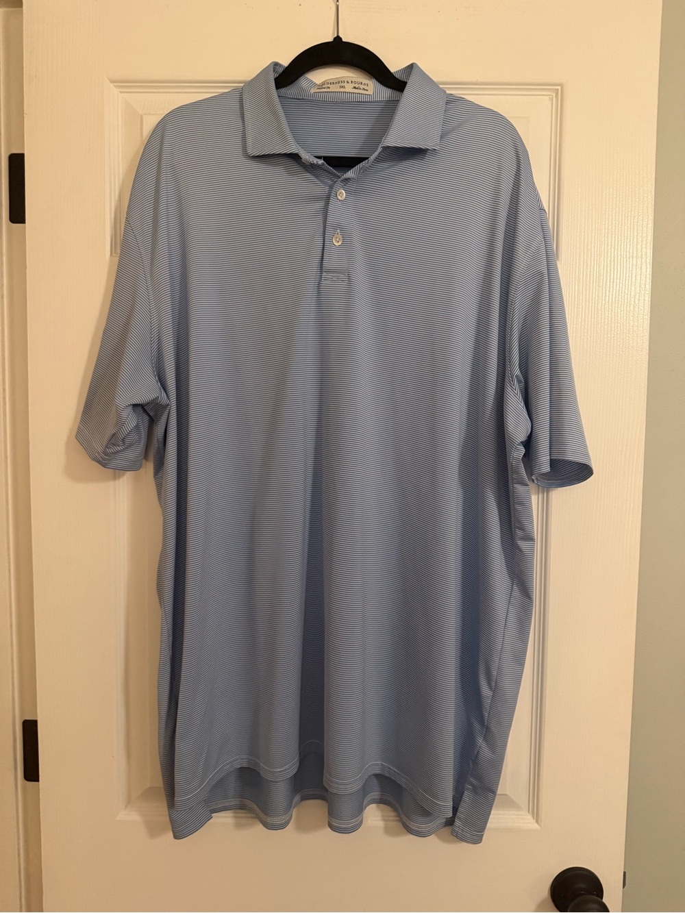 Holderness & Bourne Men's The Perkins Light Blue Striped Short-Sleeve Polo Shirt